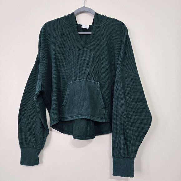 OFFLINE By Aerie Waffle Hoodie forest green oversized M - Picture 1 of 9